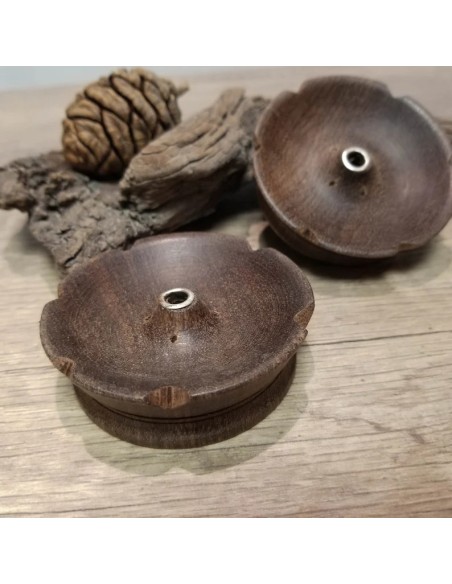 Porte encens rond en bois, forme Lotus dans le style Tibétain