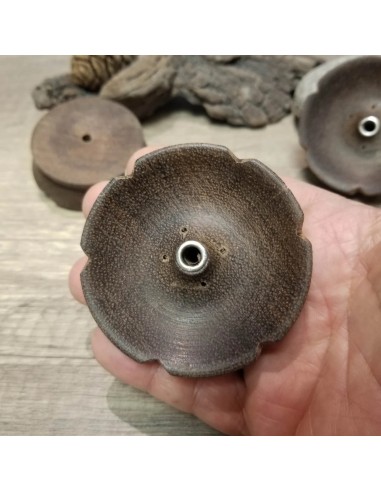Porte encens rond en bois, forme Lotus dans le...
