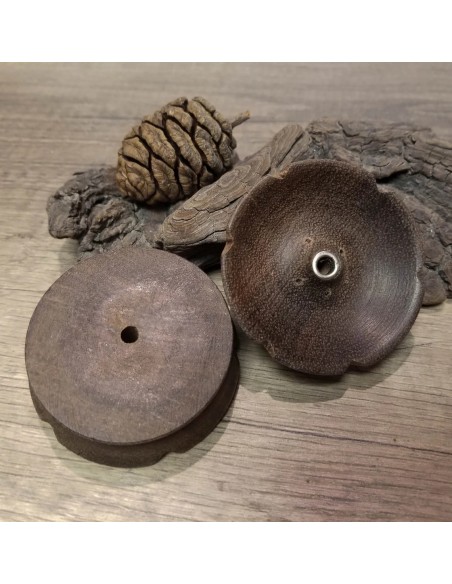 Porte encens rond en bois, forme Lotus dans le style Tibétain