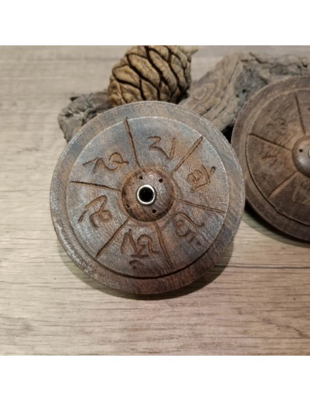 Porte encens rond en bois dans le style Tibet