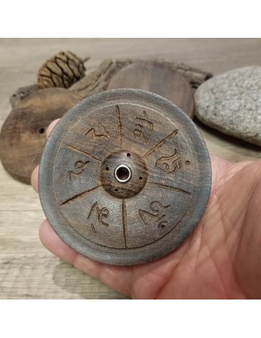 Porte encens rond en bois dans le style Tibet
