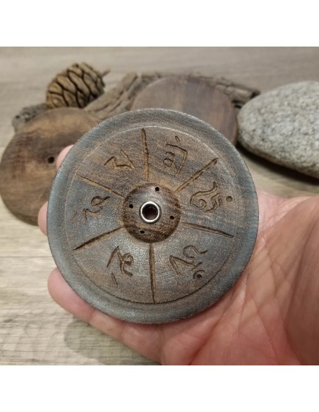 Porte encens rond en bois dans le style Tibet