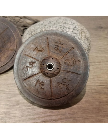 Porte encens rond en bois dans le style Tibet