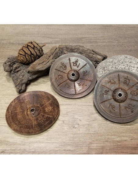 Porte encens rond en bois dans le style Tibet