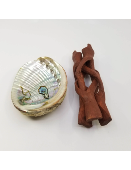 Coquille d'Ormeau avec trépied Cobra en bois, pour rituels de purification, Wicca